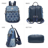 MKP Women Fashion Backpack Purse Jean Denim Handbag Anti - Theft Rucksack Travel College Shoulder Bag with Wristlet