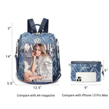 MKP Women Fashion Backpack Purse Jean Denim Handbag Anti - Theft Rucksack Travel College Shoulder Bag with Wristlet