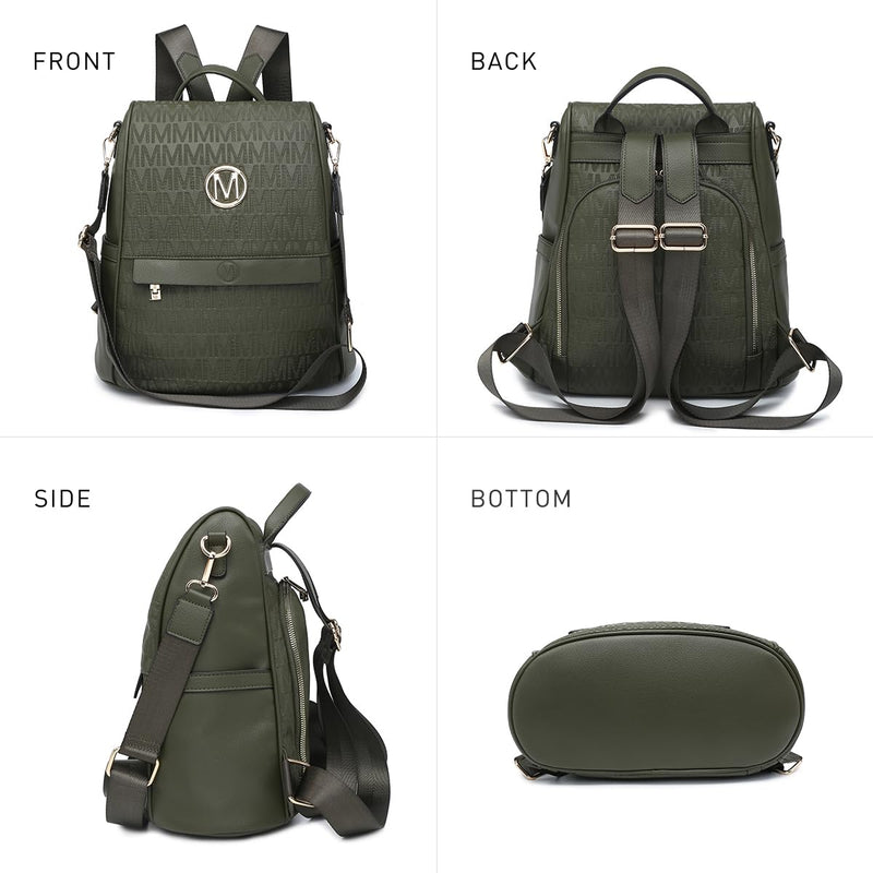 MKP Women Fashion Backpack Purse Multi Pockets Signature Anti - Theft Rucksack Travel Ladies Shoulder Bag Handbag 2Pcs