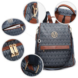 MKP Women Fashion Backpack Purse Multi Pockets Signature Anti - Theft Rucksack Travel Ladies Shoulder Bag Handbag 2Pcs
