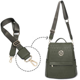 MKP Women Fashion Backpack Purse Multi Pockets Signature Anti - Theft Rucksack Travel Ladies Shoulder Bag Handbag 2Pcs
