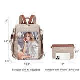 MKP Women Fashion Backpack Purse PU Leather Convertible Medium Ladies Rucksack Travel Shoulder Bags Handbag and Purse 2Pcs