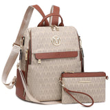 MKP Women Fashion Backpack Purse PU Leather Convertible Medium Ladies Rucksack Travel Shoulder Bags Handbag and Purse 2Pcs