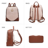 MKP Women's Fashion Medium Backpack Purse Set - 2Pcs PU Leather Shoulder Bag with Double Zipper for Travel and Daily Use