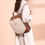 MKP Women's Fashion Medium Backpack Purse Set - 2Pcs PU Leather Shoulder Bag with Double Zipper for Travel and Daily Use