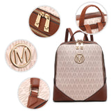 MKP Women's Fashion Medium Backpack Purse Set - 2Pcs PU Leather Shoulder Bag with Double Zipper for Travel and Daily Use