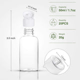 MMonDod 25 Pack 1.7oz/50ml Plastic Empty Bottles Clear Travel Containers Travel Size Bottles with Flip Cap Squeezable Refillable Toiletry (clear)