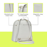 MMS Brands Miztique Daisy Convertible Backpack Purse for Women | Vegan Leather Shoulder Strap Bag or Convertible Backpack | (Bone)