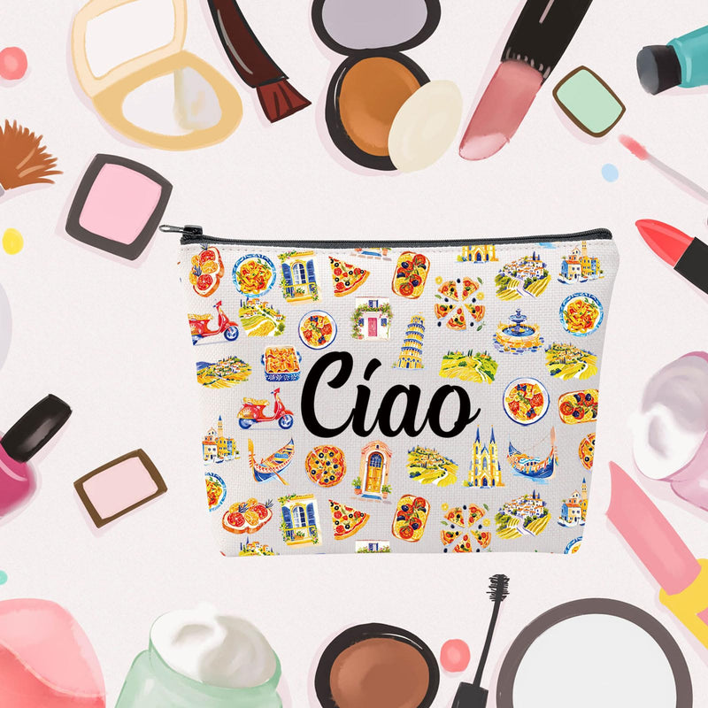 MNIGIU Italy Trip Gift Welcome Bag Ciao Bella Makeup Bag Funny Italy Word Bag Italian Gift (Ciao Bag)