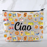 MNIGIU Italy Trip Gift Welcome Bag Ciao Bella Makeup Bag Funny Italy Word Bag Italian Gift (Ciao Bag)