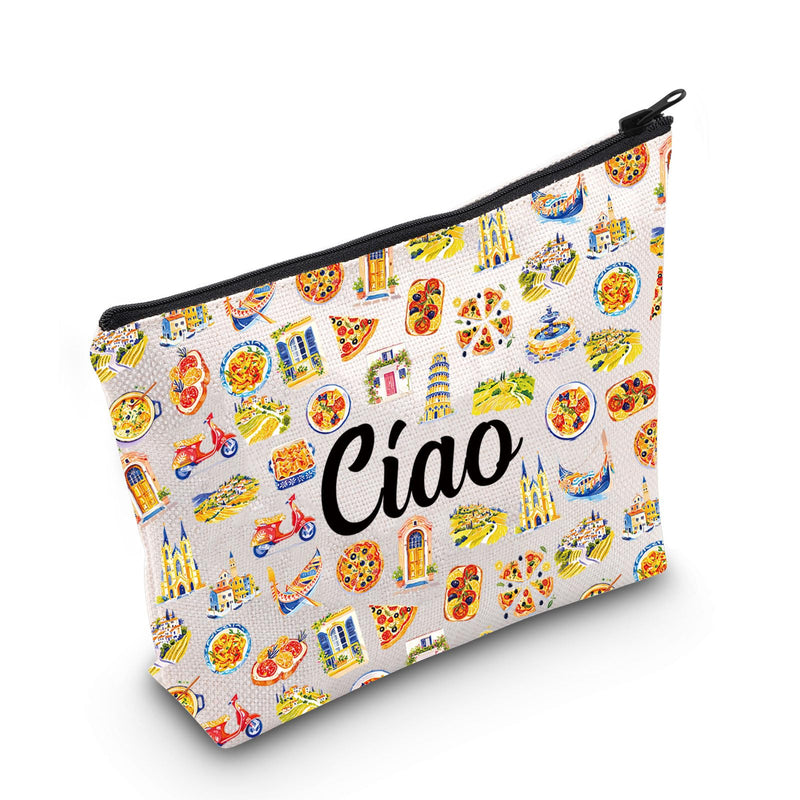 MNIGIU Italy Trip Gift Welcome Bag Ciao Bella Makeup Bag Funny Italy Word Bag Italian Gift (Ciao Bag)