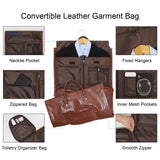 Modoker 2 - in - 1 Waterproof Leather Garment & Duffel Bag, 45L Carry - On Hanging Suitcase with Detachable Shoulder Strap, Wrinkle - Free Travel Luggage for Men & Women, Light Brown