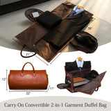 Modoker 2 - in - 1 Waterproof Leather Garment & Duffel Bag, 45L Carry - On Hanging Suitcase with Detachable Shoulder Strap, Wrinkle - Free Travel Luggage for Men & Women, Light Brown