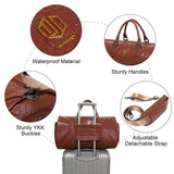 Modoker 2 - in - 1 Waterproof Leather Garment & Duffel Bag, 45L Carry - On Hanging Suitcase with Detachable Shoulder Strap, Wrinkle - Free Travel Luggage for Men & Women, Light Brown