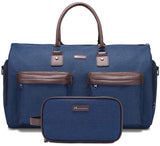 Modoker Convertible Garment Bag with Shoulder Strap, Carry on Garment Duffel Bag for Men Women - 2 in 1 Hanging Suitcase Suit Travel Bags, Blue