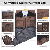 Modoker Convertible Leather Garment Bag, Carry on Garment Bags for Travel, Garment Duffel Bag, Gifts for Men Women Business Waterproof Suitcase Suit Travel Bags, Blue