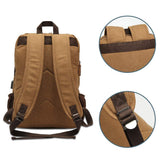 Modoker Eco - Friendly Canvas Backpack for Men Women, Vintage Rucksack Fits Most 15.6 Inch Laptop, Bookbag with USB Charging Port, Brown