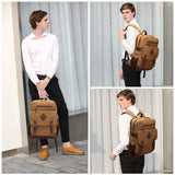 Modoker Eco - Friendly Canvas Backpack for Men Women, Vintage Rucksack Fits Most 15.6 Inch Laptop, Bookbag with USB Charging Port, Brown