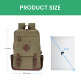 Modoker Eco - Friendly Vintage Backpack for Men Women, Canvas Bookpack Fits Most 15.6 Inches Computer and Tablets, Rucksack Backpack with USB Charging Port, Army Green