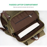 Modoker Eco - Friendly Vintage Backpack for Men Women, Canvas Bookpack Fits Most 15.6 Inches Computer and Tablets, Rucksack Backpack with USB Charging Port, Army Green