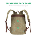 Modoker Eco - Friendly Vintage Backpack for Men Women, Canvas Bookpack Fits Most 15.6 Inches Computer and Tablets, Rucksack Backpack with USB Charging Port, Army Green
