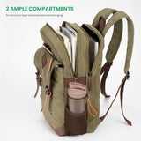 Modoker Eco - Friendly Vintage Backpack for Men Women, Canvas Bookpack Fits Most 15.6 Inches Computer and Tablets, Rucksack Backpack with USB Charging Port, Army Green