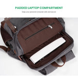 Modoker Eco - Friendly Vintage Backpack for Men Women, Canvas Bookpack Fits Most 15.6 Inches Computer and Tablets, Rucksack Backpack with USB Charging Port, Grey