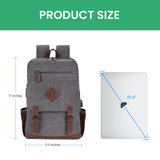 Modoker Eco - Friendly Vintage Backpack for Men Women, Canvas Bookpack Fits Most 15.6 Inches Computer and Tablets, Rucksack Backpack with USB Charging Port, Grey