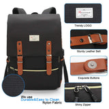 Modoker Eco - Friendly Vintage Laptop Backpack for Women Men,Travel Backpacks with USB Charging Port Fashion Backpack Fits 15.6Inch Notebook, Black