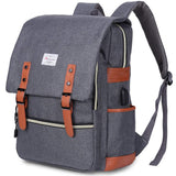 Modoker Eco-Friendly Vintage Laptop Backpack for Women Men,Travel Backpacks with USB Charging Port Fashion Backpack Fits 15.6Inch Notebook, Grey