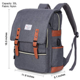 Modoker Eco - Friendly Vintage Laptop Backpack for Women Men,Travel Backpacks with USB Charging Port Fashion Backpack Fits 15.6Inch Notebook, Grey