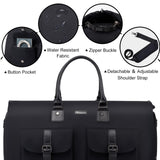 Modoker Garment Convertible Weekender Bag,Carry on Garment Bags for Travel Mens Suit Bag,Canvas Garment Duffle Bag Heavy Duty Overnight Bags for Men Women Hanging Clothes, Black