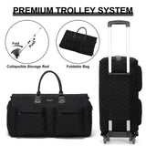 Modoker Rolling Garment Bag for Travel,Womens Convertible Garment Bags with Wheels, Luggage Suit Travel Bags,3 in 1 Carry On Wheeled Duffel Bag,Black