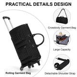 Modoker Rolling Garment Bag for Travel,Womens Convertible Garment Bags with Wheels, Luggage Suit Travel Bags,3 in 1 Carry On Wheeled Duffel Bag,Black