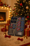 Modoker Tie Organizer Case Bag for Travel, Tie Holder Storage Box for Men Gift Necktie Carrier with Pockets for Cufflinks & Collar Stays, Rigid Anti - Wrinkle Ties Bag Fits 4–6 Ties, Grey