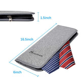 Modoker Tie Organizer Case Bag for Travel, Tie Holder Storage Box for Men Gift Necktie Carrier with Pockets for Cufflinks & Collar Stays, Rigid Anti - Wrinkle Ties Bag Fits 4–6 Ties, Grey