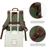 Modoker Waxed Canvas Backpack, Leather Rucksack Knapsack for Men Woman Vintage Travel Laptop Backpack 15.6 Inch Satchel Backpack, Retro Flap Backpacks Canvas Casual Daypack, Green