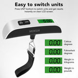 MOKUA Portable Digital Luggage Scale, 110lbs Hanging Baggage Scale with Backlit LCD Display, Portable Suitcase Weighing Scale, Travel Luggage Weight Scale with Hook