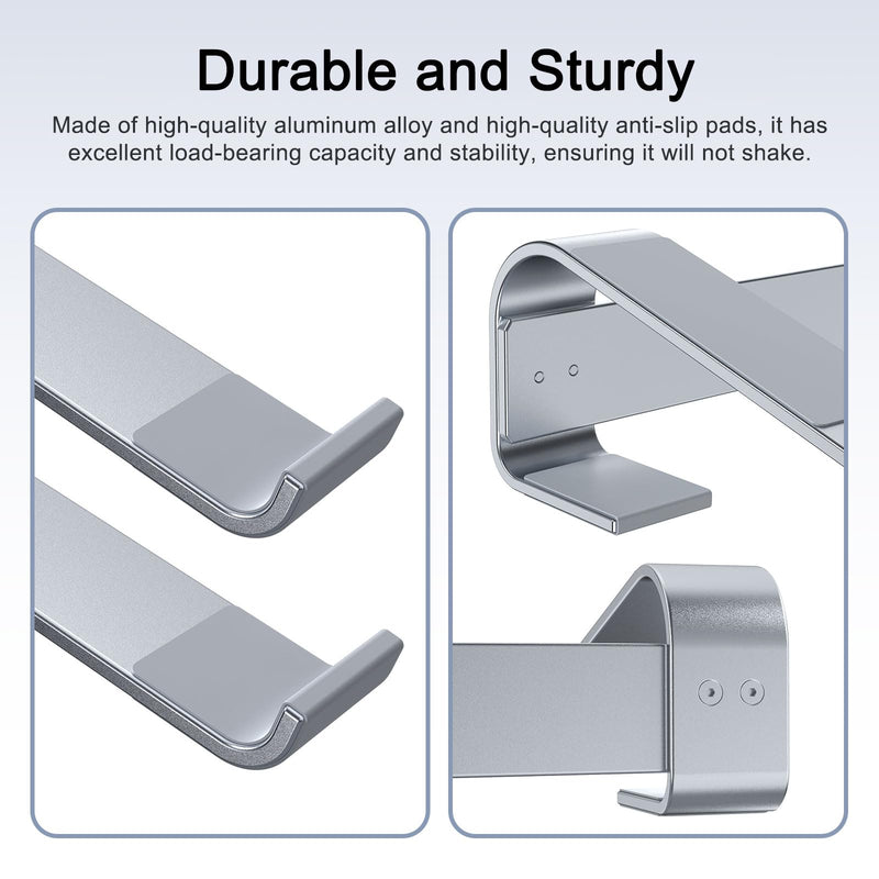 MOKURU Laptop Stand for Desk, Aluminum Laptop Riser, Ergonomic Computer Stand Compatible with for MacBook Pro/Air, Dell, HP, Lenovo, 10 - 17.3'' (Silver)
