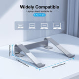 MOKURU Laptop Stand for Desk, Aluminum Laptop Riser, Ergonomic Computer Stand Compatible with for MacBook Pro/Air, Dell, HP, Lenovo, 10 - 17.3'' (Silver)