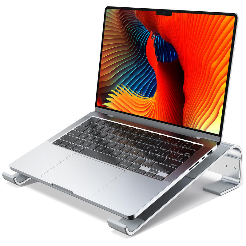 MOKURU Laptop Stand for Desk, Aluminum Laptop Riser, Ergonomic Computer Stand Compatible with for MacBook Pro/Air, Dell, HP, Lenovo, 10 - 17.3'' (Silver)