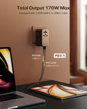 MOMAX Universal Travel Adapter Worldwide 170W GaN, 3 USB - C PD & 1 USB - A QC International Power Adapter for Laptop Fast Charging, European Travel Plug Adapter for UK/US/AUS/JP, Travel Essentials