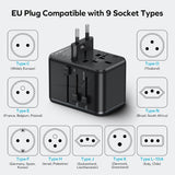 MOMAX Universal Travel Adapter Worldwide 170W GaN, 3 USB - C PD & 1 USB - A QC International Power Adapter for Laptop Fast Charging, European Travel Plug Adapter for UK/US/AUS/JP, Travel Essentials