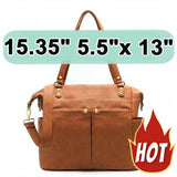 MOMINSIDE Diaper Bag Tote, 4 in 1 Leather Diaper Bag Backpack with 13 Pockets, Convertible Baby Bag for Boys Girls,Diaper Bags Baby Registry, Changing Pad, 4 Large Insulated Pockets(Brown)