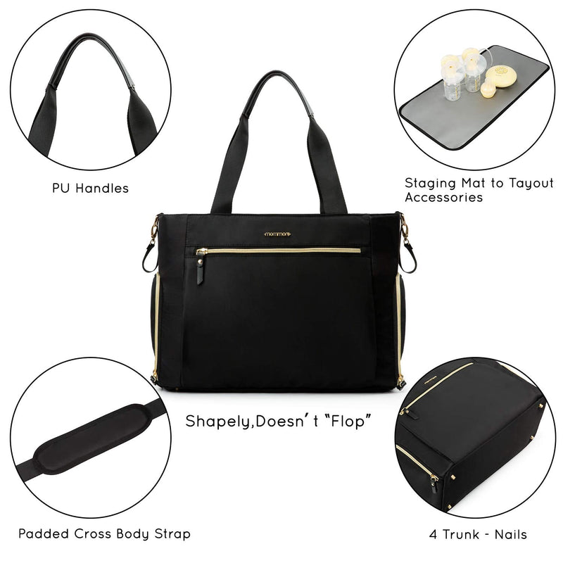mommore Breast Pump Bag Diaper Tote Bag with 15 Inch Laptop Sleeve Fit Most Breast Pumps Like Medela, Spectra S1,S2, Evenflo