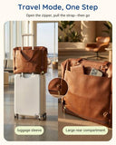 mommore Convertible Diaper Bag, Converts into Diaper Backpack Crossbody Bag, PU Leather Diaper Tote with Waterproof Changing Pad for mom with Insulated Pockets, Light Brown