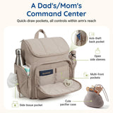 mommore Diaper Bag Backpack, Baby Bag with Waterproof Changing Pad and Stroller Straps for Toddler, Diaper Backpack for Mom Dads with Insulated Pockets & Pacifier Case, Baby Essential, Brown