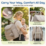 mommore Diaper Bag Backpack, Baby Bag with Waterproof Changing Pad and Stroller Straps for Toddler, Diaper Backpack for Mom Dads with Insulated Pockets & Pacifier Case, Baby Essential, Brown