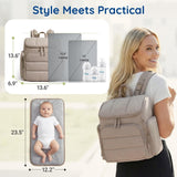 mommore Diaper Bag Backpack, Baby Bag with Waterproof Changing Pad and Stroller Straps for Toddler, Diaper Backpack for Mom Dads with Insulated Pockets & Pacifier Case, Baby Essential, Brown