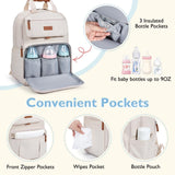 mommore Diaper Bag Backpack, Large Diaper Bag Expandable for 2 Kids/Twins, Durable Baby Bag with Changing Pad, Water Resistant Travel Diaper Backpack for Mom Dad